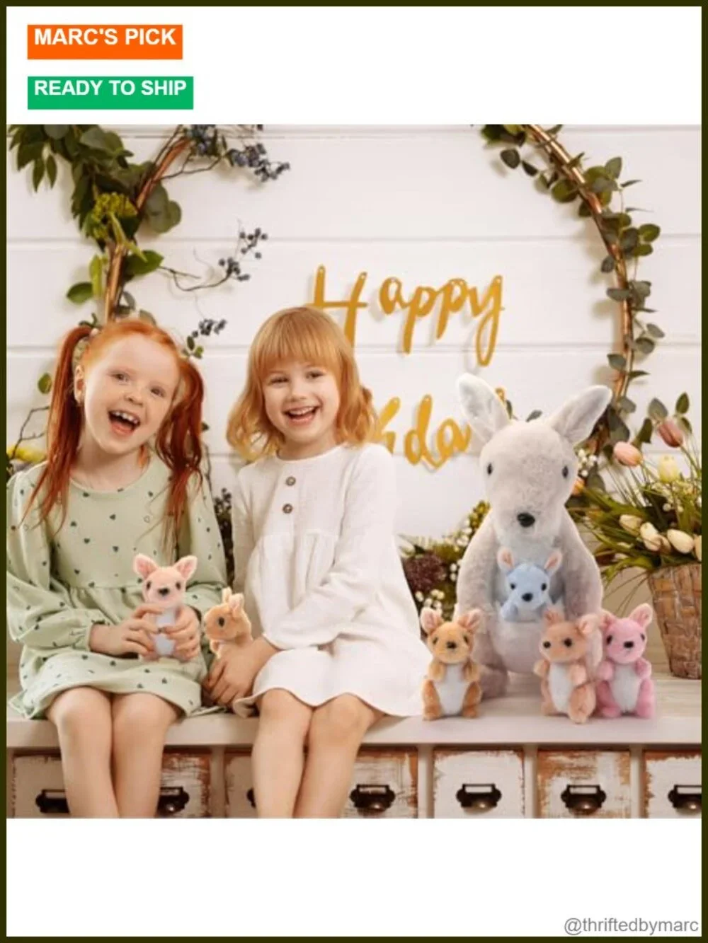 5-Piece Kangaroo Stuffed Animal Plush Set with Joey Babies Mom and Pouch Toy